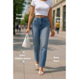 CEDY DENIM Kadın Boru Paça Yüksek Bel Regular Fit Likralı Pantolon-C607-A.mavi