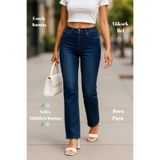 CEDY DENIM Kadın Boru Paça Yüksek Bel Regular Fit Likralı Pantolon-c607-ham-mavi