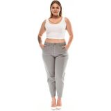 Cedy Denım Kadın Büyük Beden Pileli Mom Jean Pantolon C600 - 44 - Taş Rengi