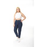 Cedy Denım Kadın Büyük Beden Pileli Mom Jean Pantolon C600 - 46 - Lacivert