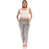 Cedy Denım Kadın Büyük Beden Pileli Mom Jean Pantolon C600 - 52 - Taş Rengi