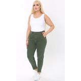 Cedy Denım Kadın Büyük Beden Pileli Mom Jean Pantolon C600 - Haki - 52