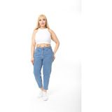 Cedy Denım Kadın Büyük Beden Pileli Mom Jean Pantolon C600 - Kar Yıkama - 52