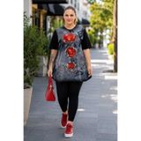 CEDY DENIM Kadın Büyük Beden Siyah Tunik Tayt Takımı
