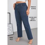 Cedy Denım - Kadın Büyük Benden Boru Paça Yüksek Bel Regular Fit Likralı Pantolon C626 - 04G-Mavi - -- - 46