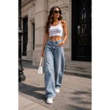 CEDY DENIM Kadın Buz Mavisi Salaş Bol Paça Jean Kot Pantolon E7012