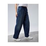 CEDY DENIM Kadın Koyu Mavi Skater Baggy Yüksek Bel Cotton Jean Pantolon -koyu-mavi C615