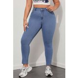 CEDY DENIM Kadın Mavi Büyük Beden Skinny Fit Yüksek Bel Full Likralı Yumuşak Giyim Jean Pantolon -mavi C597