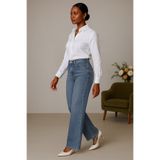 CEDY DENIM Kadın Palazzo Yüksek Bel Cotton Jean Pantolon Mavi C-613-mavi