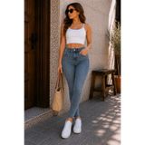 CEDY DENIM Kadın (Petite) Zarif Yapılı Yüksek Bel Skinny Fit Likralı Jean Pantolon E7027