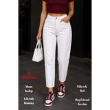Cedy Denim Kadın Yüksek Bel Soho Boyfriend Jean C599 - Beyaz - 48