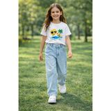 Cedy Denim Kız Çocuk Yüksek Bel Cotton Palazzo Jean Pantolon - 5 - 6 Yaş - Buz Mavisi