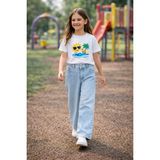 Cedy Denim Kız Çocuk Yüksek Bel Cotton Palazzo Jean Pantolon - 7 - 8 Yaş - Buz Mavisi