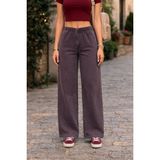 CEDY DENIM- Likralı Kumaş Cepsiz Beli Lastikli Palazzo Pantolon C640 - Bordo - -- - 34