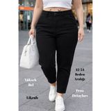 CEDY DENIM Mom Fit Jean Büyük Beden Yüksek Bel Carrot Kesim Dar Paça Pileli Esnek Kot Pantolon -siyah C600