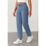 CEDY DENIM Mom Fit Jean Yüksek Bel Boyfriend Kesim Likralı Açık Mavi Kadın Kot Pantolon C599-A.mavi