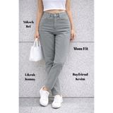CEDY DENIM Mom Fit Jean Yüksek Bel Boyfriend Kesim Likralı Taş Kadın Kot Pantolon C599
