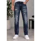 CEDY DENIM Özel Yıkama Yırtık Detaylı Slim Fit Dar Paça Likralı Kot Pantolon Premium Tasarım Esnek Jean CT1215-Lacivert