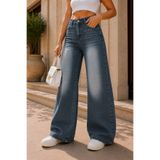 CEDY DENIM Premium Kadın Palazzo Jean Geniş Paça Salaş Mavi Kot Pantolon E7020
