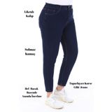 CEDY DENIM Slim Fit Jean Büyük Beden Yüksek Bel Dar Kesim Esnek Kot Pantolon -parlament-mavi C597