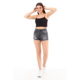 CEDY DENIM Slim Fit Jean Yüksek Bel Dar Kesim Esnek Zenit Gri Kadın Mini Denim Kot Şort C603