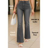Cedy Denım Yüksek Kalite Kadın 5 Cep Düşük Bel Ispanyol Paça Skinnyfit Esnek Jean Pantolon C619 - 0-Gri - 26