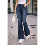 Cedy Denım Yüksek Kalite Kadın 5 Cep Düşük Bel Ispanyol Paça Skinnyfit Esnek Jean Pantolon C619 - 04G-Mavi - 26