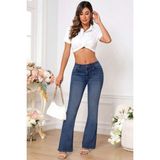 Cedy Denım Yüksek Kalite Kadın 5 Cep Düşük Bel Ispanyol Paça Skinnyfit Esnek Jean Pantolon C619 - 04G-Mavi - 28
