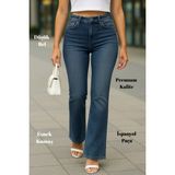 Cedy Denım Yüksek Kalite Kadın 5 Cep Düşük Bel Ispanyol Paça Skinnyfit Esnek Jean Pantolon C619 - 04G-Mavi - 32