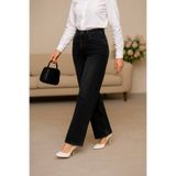 CEDY DENIM Yüksek Kalite Kadın Palazzo Yüksek Bel Cotton Jean Pantolon-siyah C613