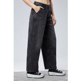CEDY DENIM Yüksek Kalite Kadın Yüksek Bel Baggy Skater Jean-c615-antrasit