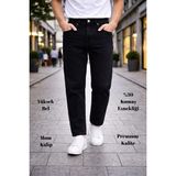 CEDY DENIMDar Paça Erkek Yüksek Bel Kot Pantolon - Salaş Mom Jean C333 - Dropsuz - Siyah - 38