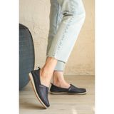 Cefi Shoes Lyon Kadın Babet Lacivert Hakiki Deri Comfort Yumuşak Taban Günlük Ayakkabı