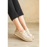Cefi Shoes Venice Kadın Babet Krem Hakiki Deri Comfort Yumuşak Taban Günlük Ayakkabı