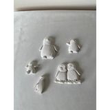 CEG Art Gallery Taş Boyama Seti - 5'li Sevimli Penguen Seti - 1 Adet Fırça + 3 Renk Boya