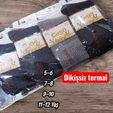 Cega Çega Dikişsiz Bambu Cocuk Termal Çorap 6 Adet - 9 - 10 - Karışık