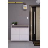 Ceha Kilitli Tablalı 4'lü Metal Ayakkabılık - Beyaz K.AYK-2.4/T/P 9010/KL