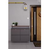 Ceha Kilitli Tablalı 4'lü Metal Ayakkabılık - Füme K.AYK-2.4/AC/P 7979/KL