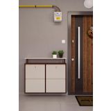Ceha Kilitli Tablalı 4'lü Metal Ayakkabılık - Kahverengi/krem K.AYK-2.4/J/P8317-P1013/KL