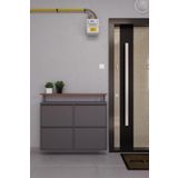 Ceha Tablalı 4'lü Metal Ayakkabılık - Füme K.AYK-2.4/AC/P 7979