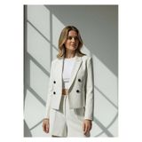CEK mağazacılık Çizgili Kruvaze Crop Ceket – Modern Kesim