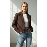 CEK mağazacılık Kadın Crop Blazer Ceket – Double Breasted Modern Fit