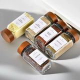 Cekar Store 12'li Bambu ve Akasya Kapaklı Cam Baharatlık Seti 120 ml - Doğal Ahşap Kapaklı, Şeffaf Cam, Sağlıklı ve Şık Baharat Kavanozları (Akasya Kapak)