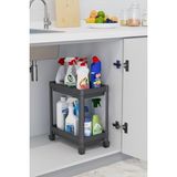 Cekar Store 2 Katlı Tekerlekli Düzenleyici Raf Mutfak Tezgah & Evye Altı Dolap Içi Organizer, Banyo Deterjanlık ve Şampuanlık, Çok Amaçlı Taşınabilir Sebzelik, Modern Dekoratif Mutfak Raf Ünitesi (Siyah)