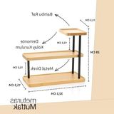 Cekar Store 3 Katlı Bambu Mutfak Rafı, Metal Ayaklı, Doğal Bambu ve Siyah Renk, Modern Tasarım, 32.5X28X15.5 Cm, Mutfak Düzenleyici, Tezgah Üstü Depolama Standı