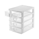 Cekar Store 4 Gözlü Plastik Çekmeceli Takı Bileklik Evrak Organizer - AL3186 Beyaz - 41 Delft Blue