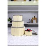 Cekar Store 4 Lü Yuvarlak Saklama Kabı Seti Çizgili Desenli Bpa Içermez 3 Lt 1.8 Lt 1 Lt 0,55 Lt Buzdolabı Düzenleyici Mikrodalga ve Derin Dondurucu Uyumlu Bpa Içermez Sağlıklı Erzak Kabı (Krem Yuvarlak 4 Lü Set)