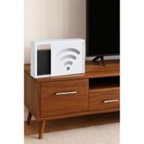 Cekar Store Ahşap Modem Saklama Kutusu Dekoratif Wifi Saklama Kutusu Demonte 35 x 40 cm Sürgülü Kapak Wi-Fi Desenli