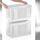 Cekar Store Deconox Dev Boy Katlanır Kilit Kapaklı Kasa 55 Litre Hacimli, Yer Kaplamayan Portatif Saklama Kutusu Ardiye, Balkon, Mutfak, Kiler, Bahçe ve Araç Bagajı Için Güvenli Organizer (Beyaz)