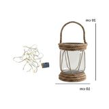 Cekar Store Dyrıs Rustik Halatlı Cam Fener, Pilli LED Işıklı Dekoratif Kavanoz Lamba, Bahçe ve Balkon Aydınlatması, 20X10 cm [enerji Sınıfı A]